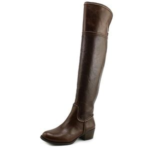 Brown leather over the knee riding boots
